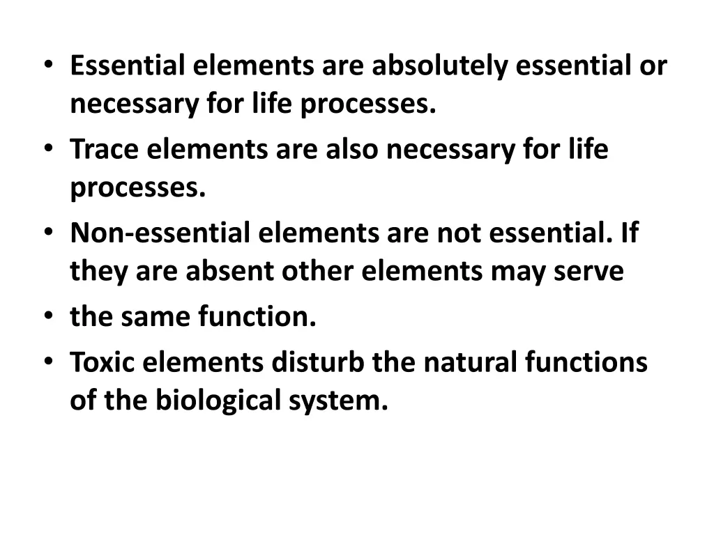 essential elements are absolutely essential