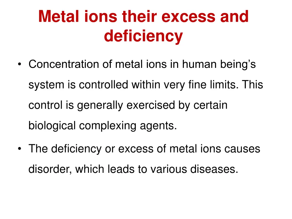 metal ions their excess and deficiency