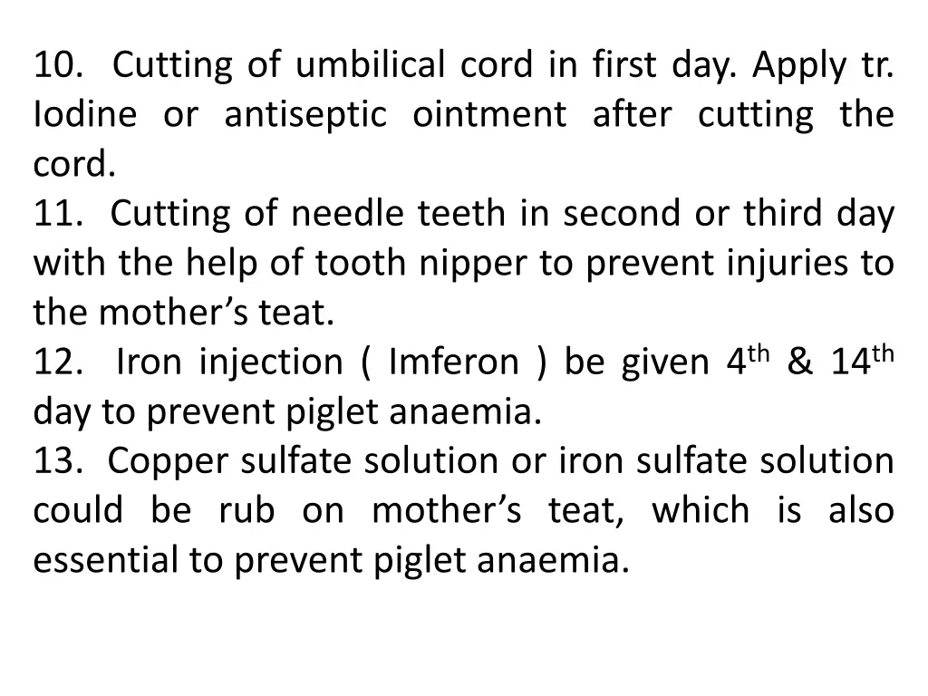 10 cutting of umbilical cord in first day apply