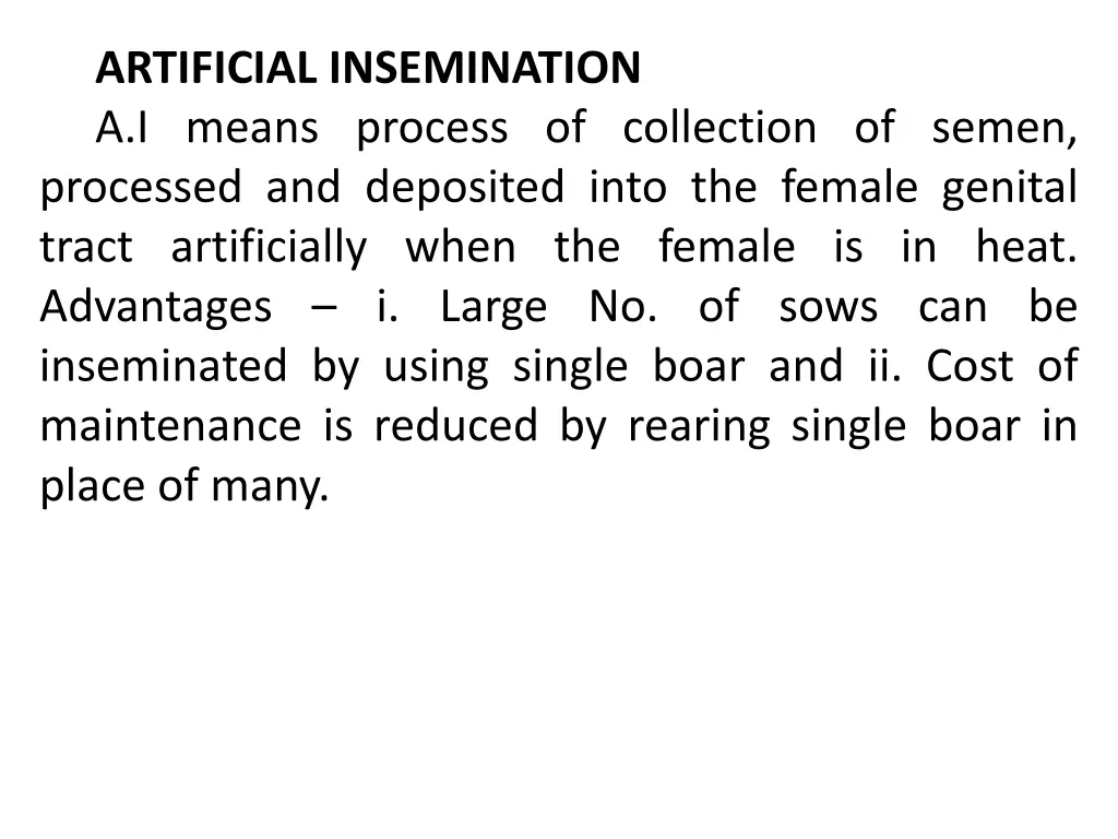 artificial insemination a i means process