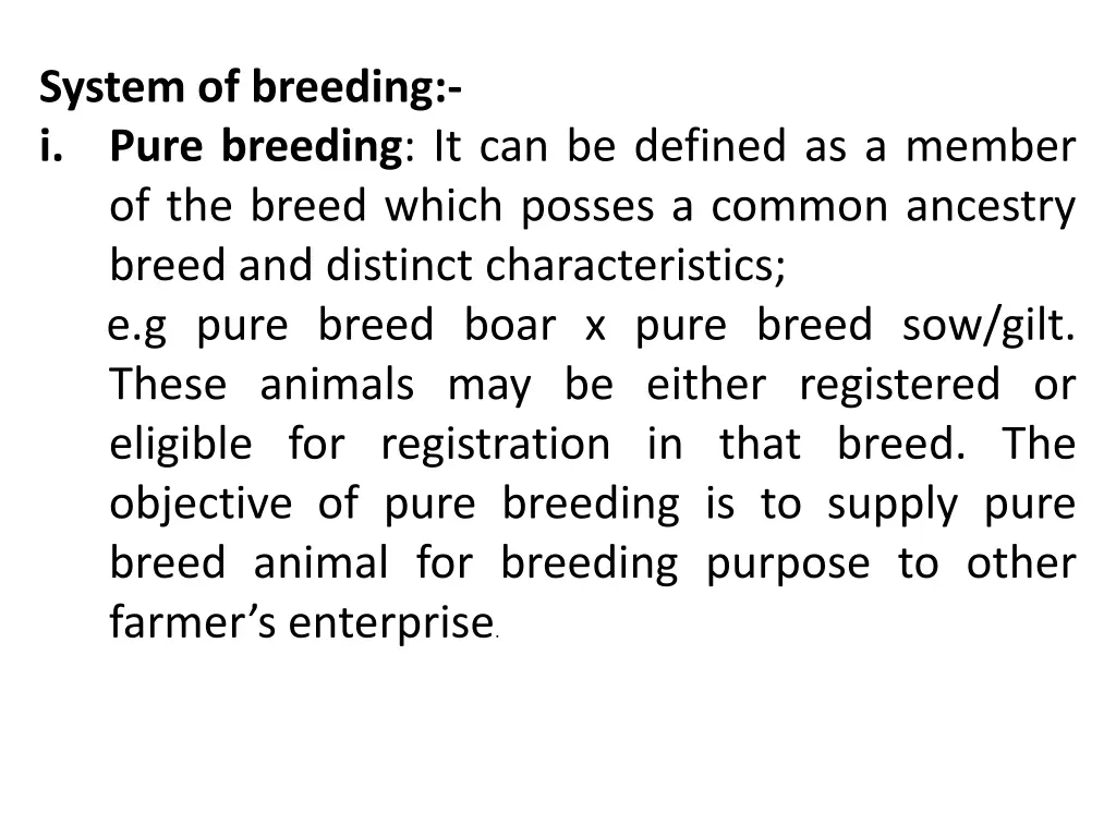 system of breeding i pure breeding