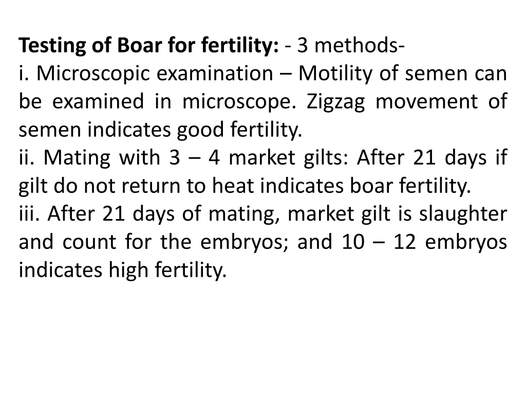 testing of boar for fertility 3 methods