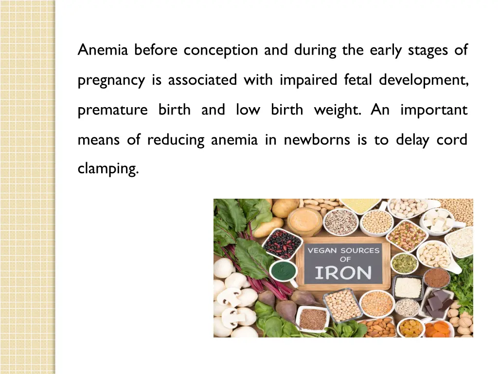 anemia before conception and during the early