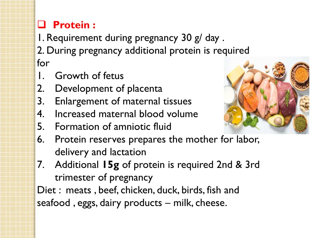 protein 1 requirement during pregnancy