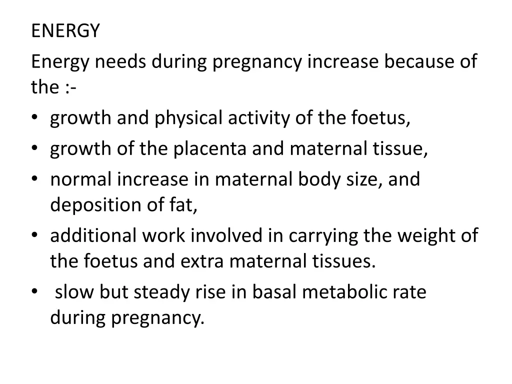 energy energy needs during pregnancy increase