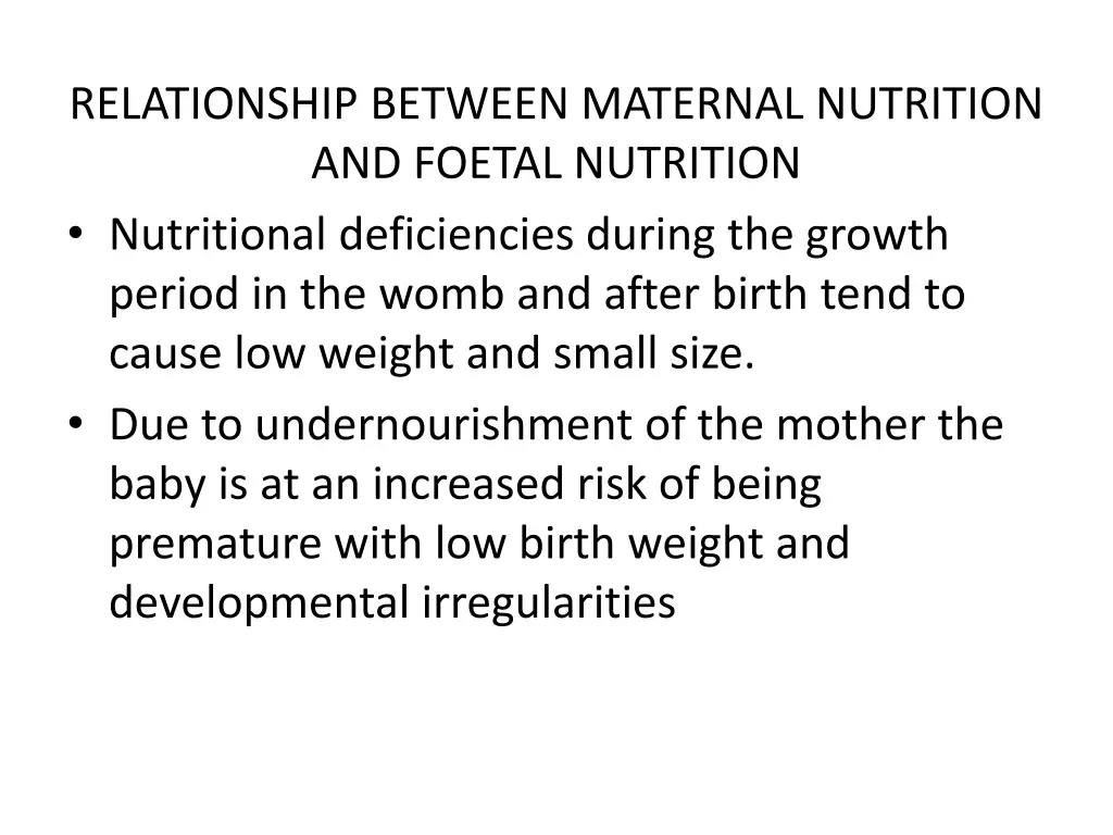 relationship between maternal nutrition 1