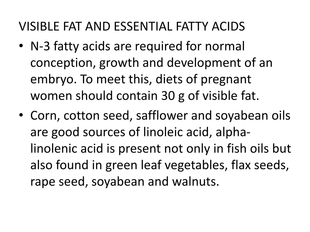 visible fat and essential fatty acids n 3 fatty