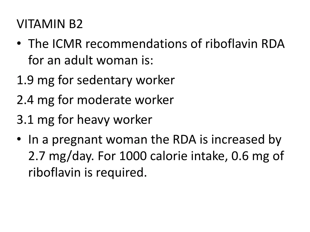 vitamin b2 the icmr recommendations of riboflavin