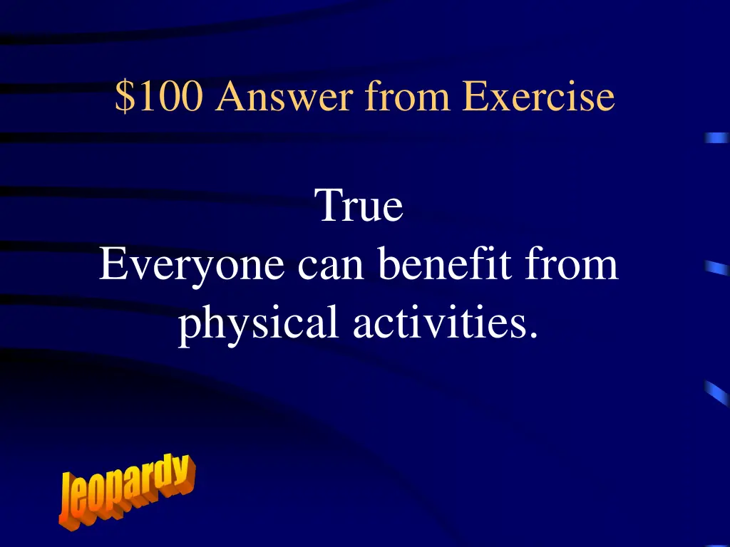 100 answer from exercise