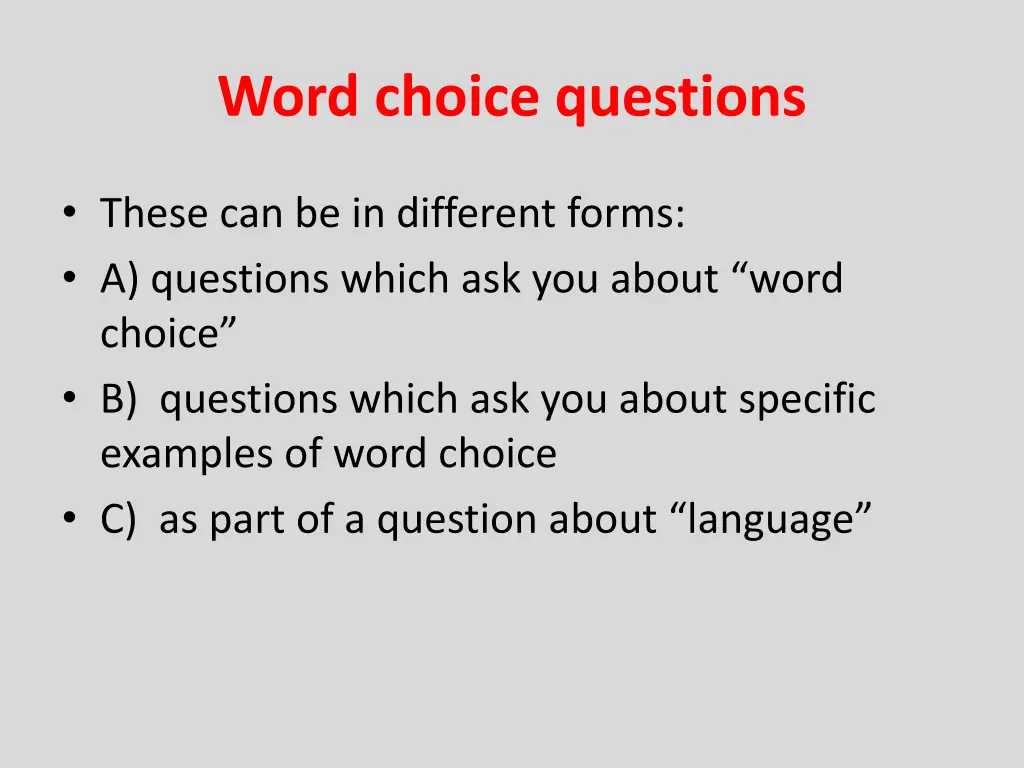 word choice questions