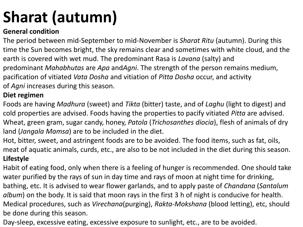 sharat autumn general condition the period