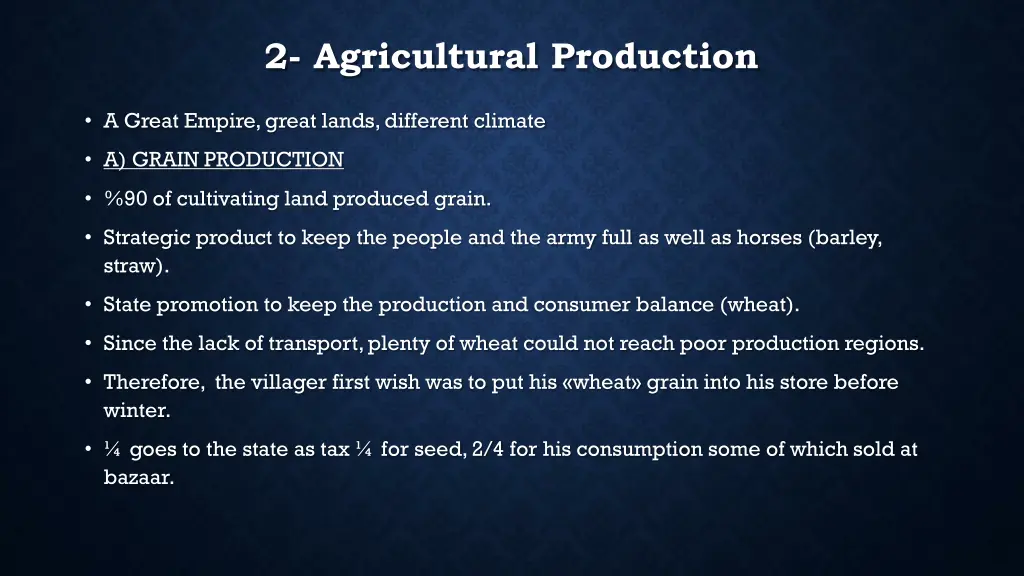 2 agricultural production