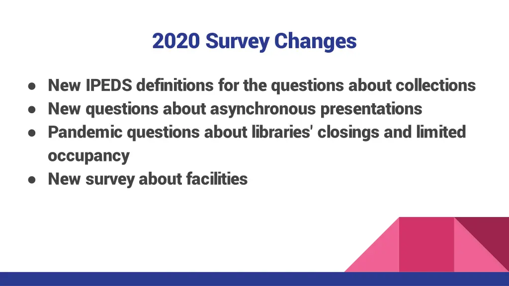 2020 survey changes