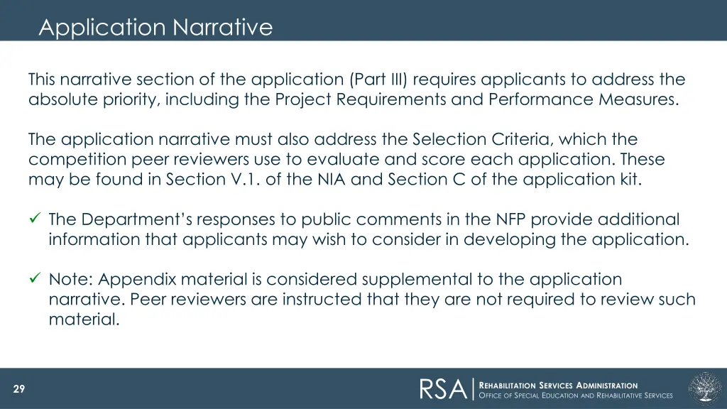 application narrative