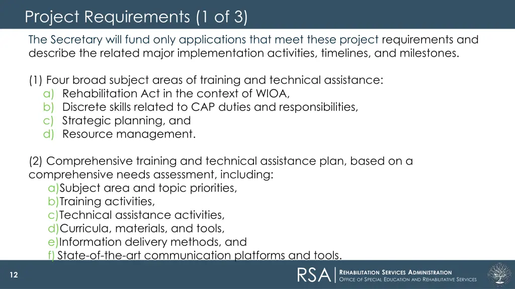 p r oject requirements 1 of 3