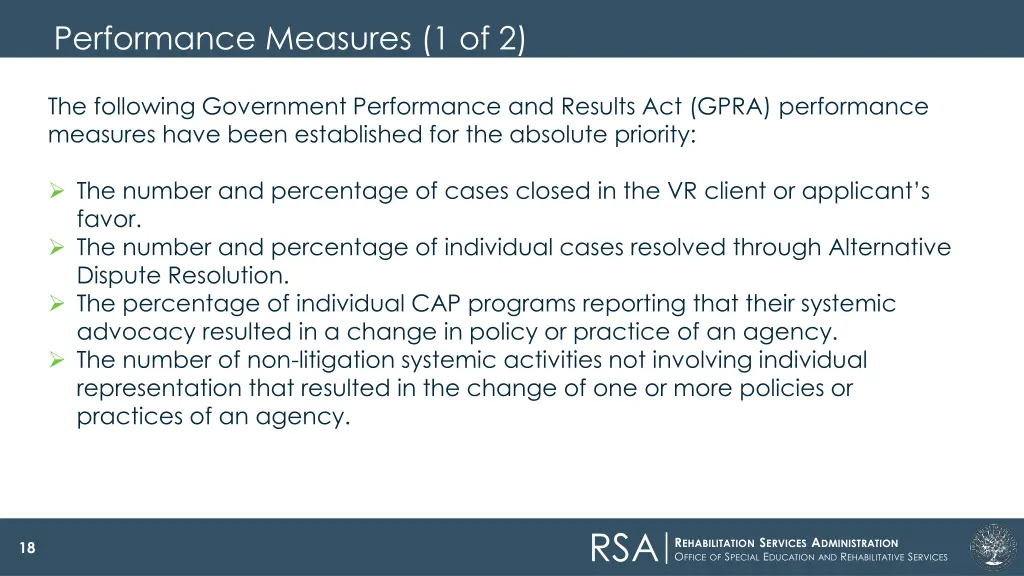 performance measures 1 of 2