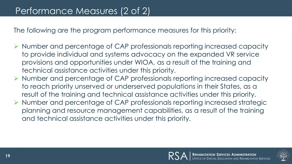 performance measures 2 of 2