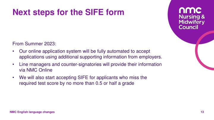 next steps for the sife form
