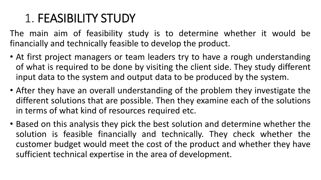 1 feasibility study feasibility study the main