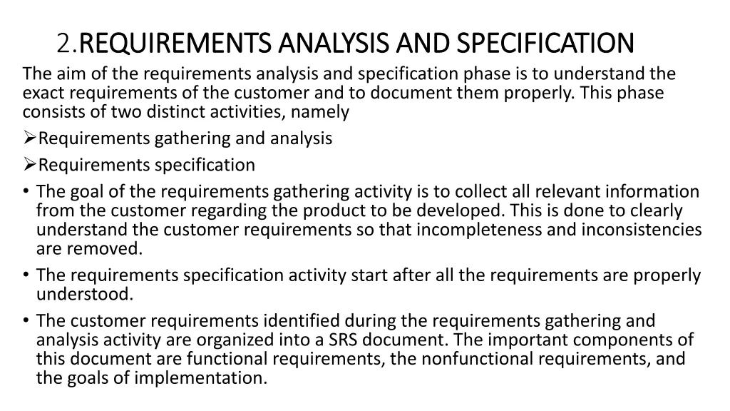 2 requirements analysis and specification