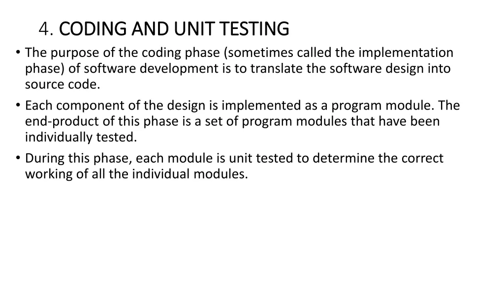 4 coding and unit testing coding and unit testing