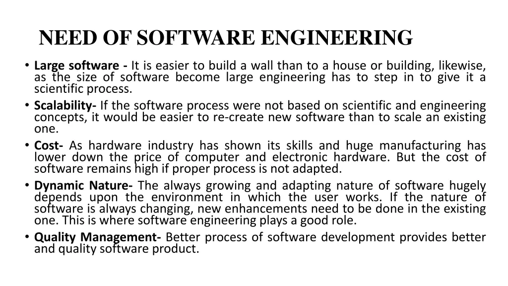 need of software engineering