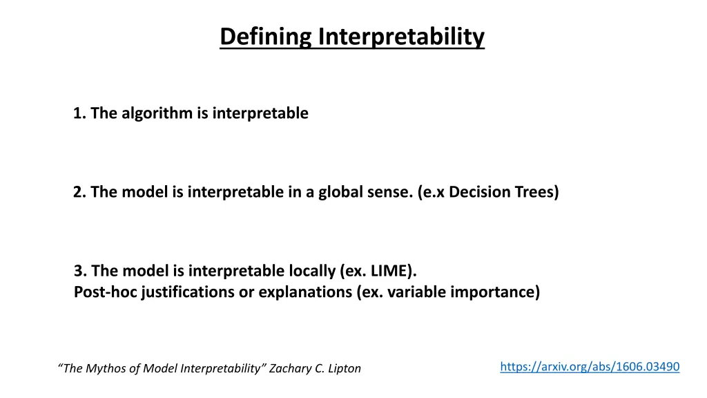 defining interpretability