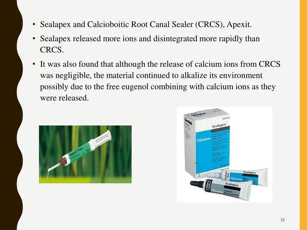 sealapex and calcioboitic root canal sealer crcs