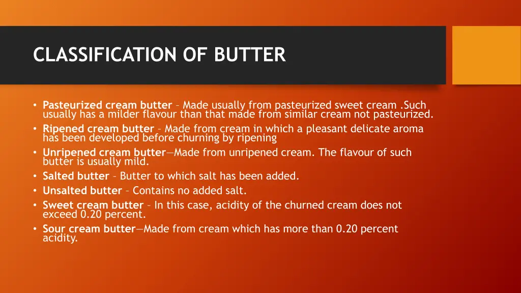 classification of butter