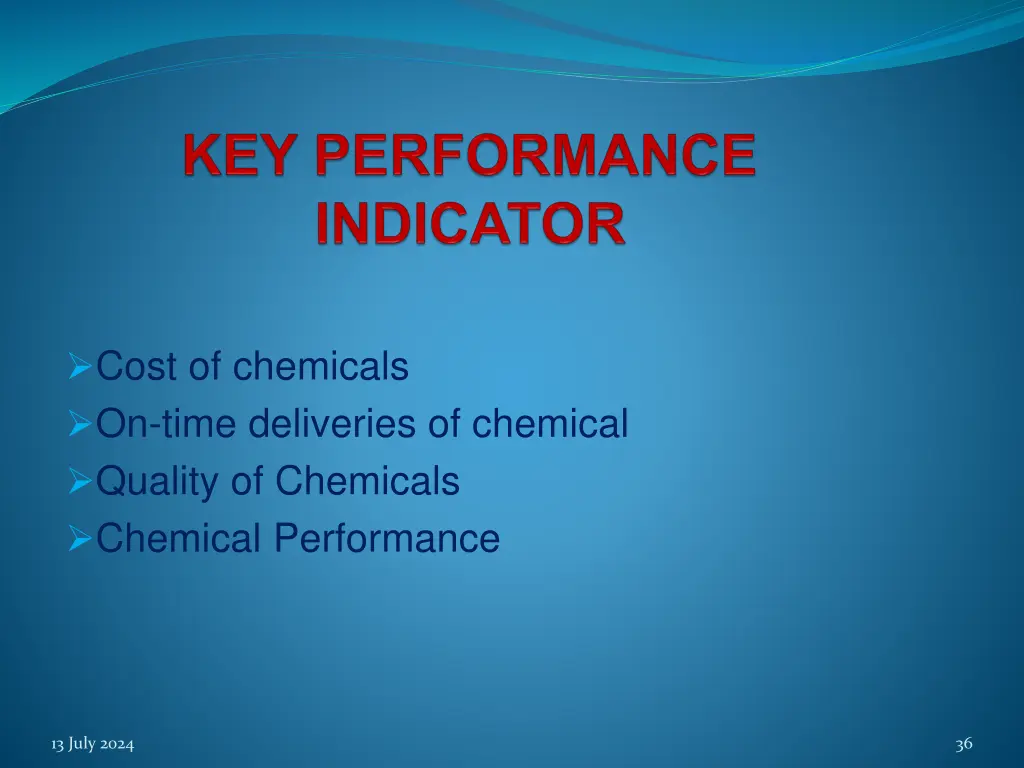 cost of chemicals on time deliveries of chemical