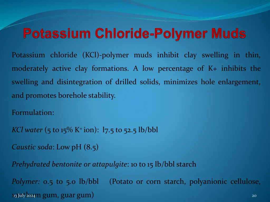 potassium chloride kcl polymer muds inhibit clay