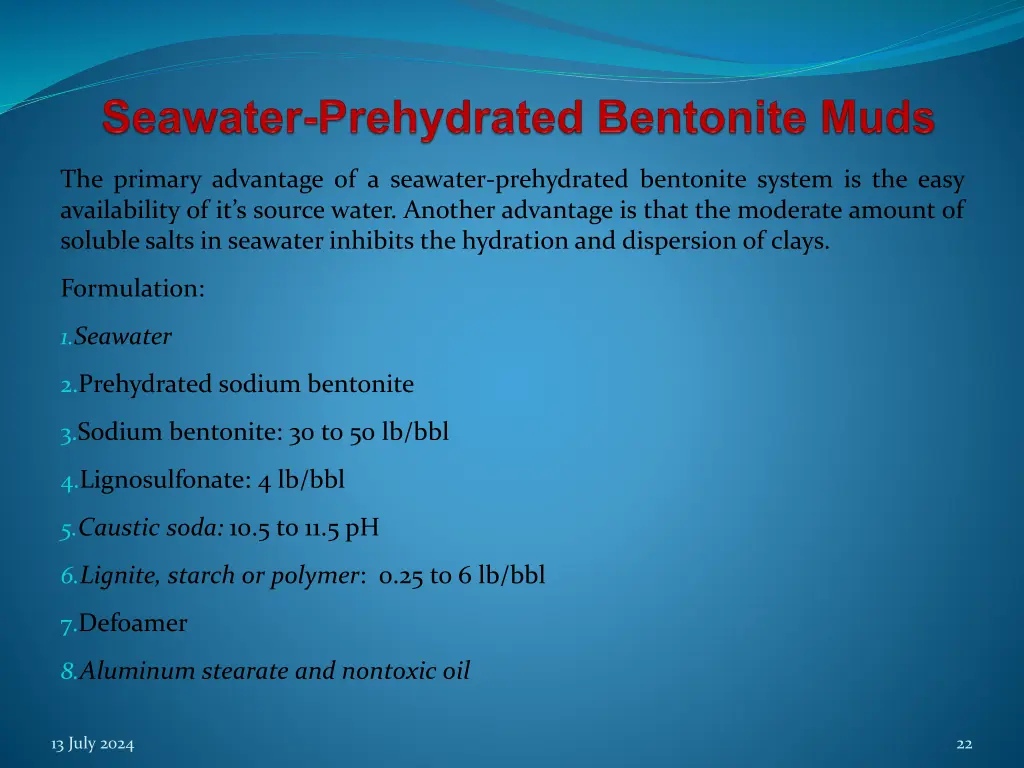 the primary advantage of a seawater prehydrated