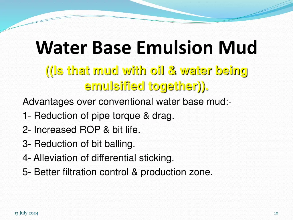 water base emulsion mud is that mud with