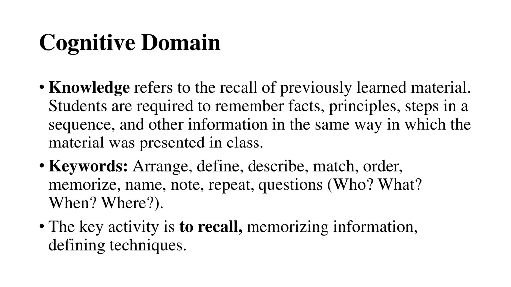 cognitive domain