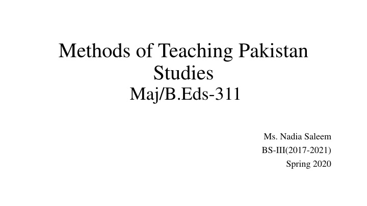 methods of teaching pakistan studies maj b eds 311