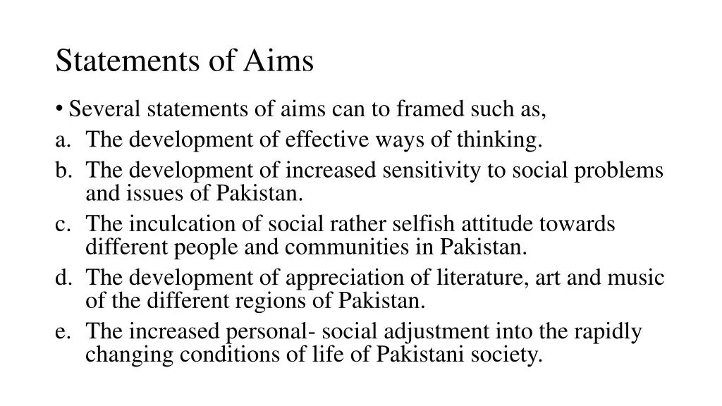 statements of aims