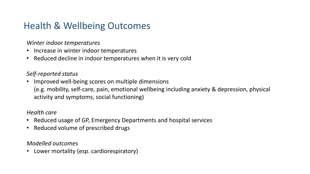 health wellbeing outcomes