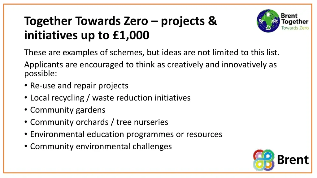 together towards zero projects initiatives