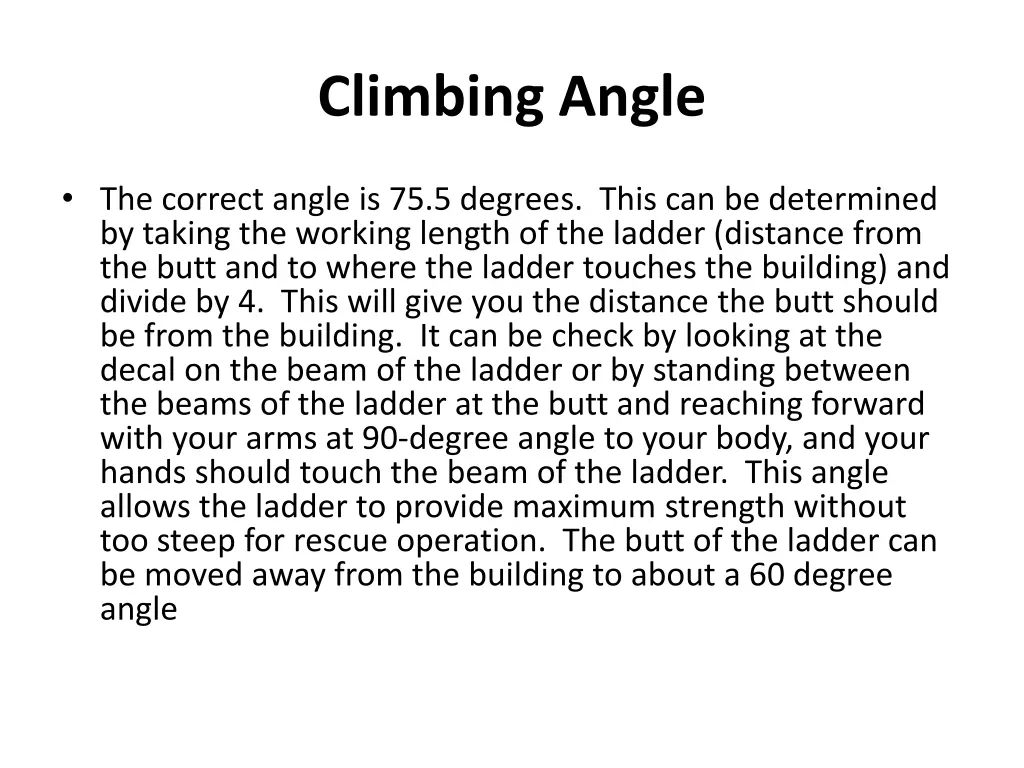 climbing angle