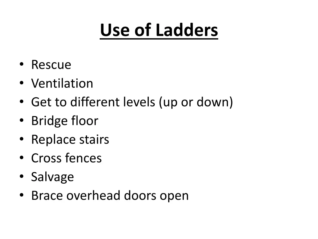 use of ladders