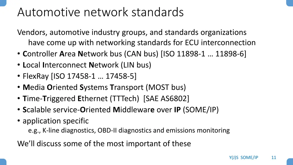 automotive network standards