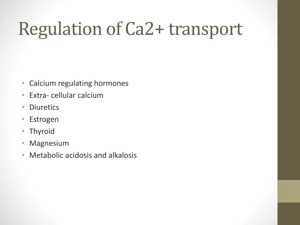 regulation of ca2 transport