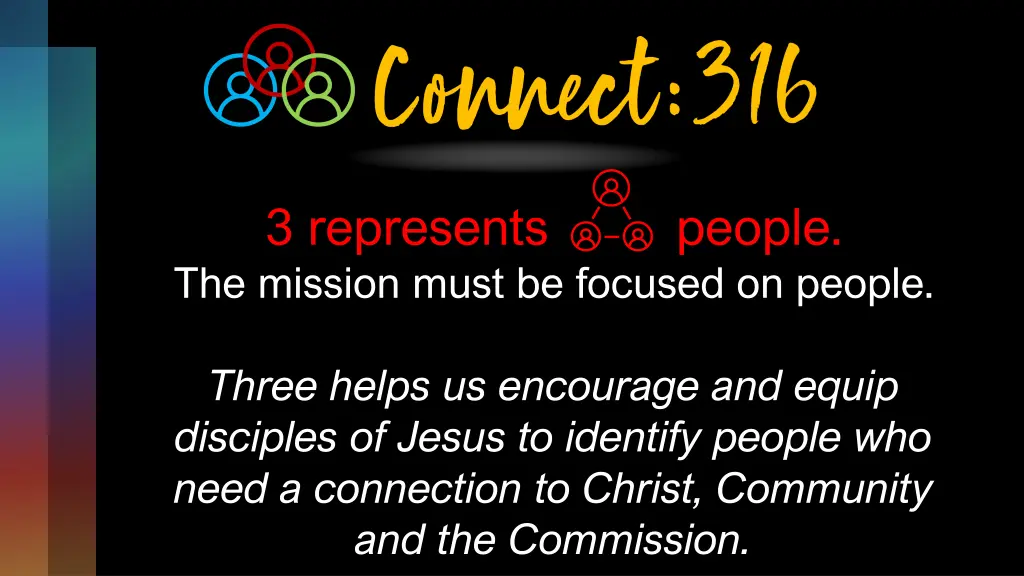 3 represents people the mission must be focused