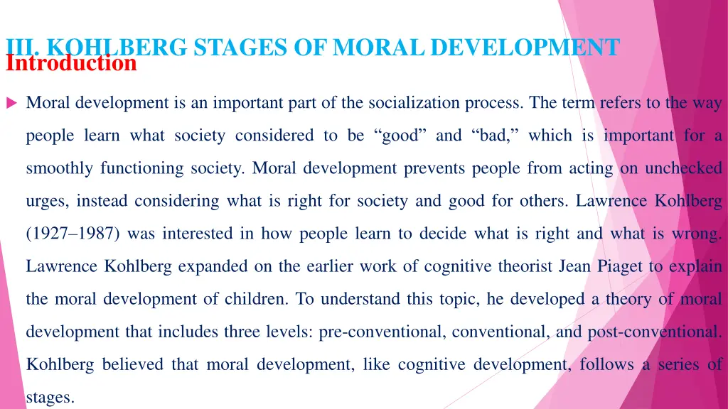 iii kohlberg stages of moral development