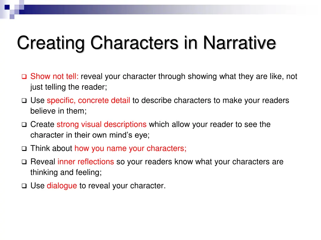 creating characters in narrative 1