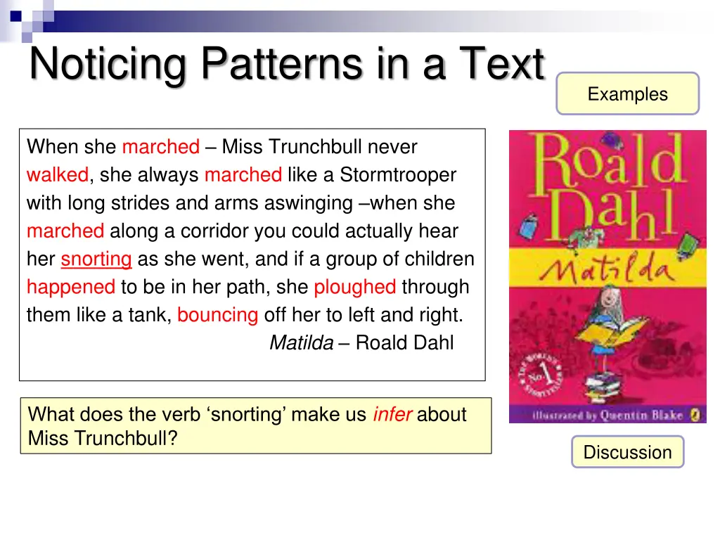 noticing patterns in a text 2