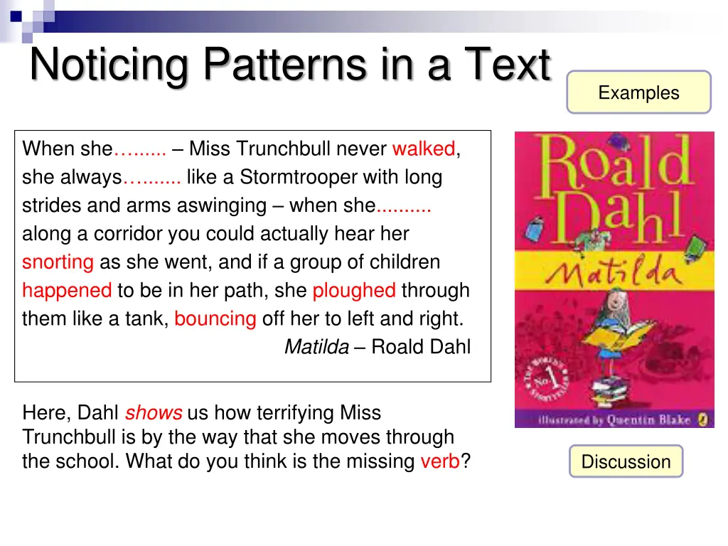 noticing patterns in a text