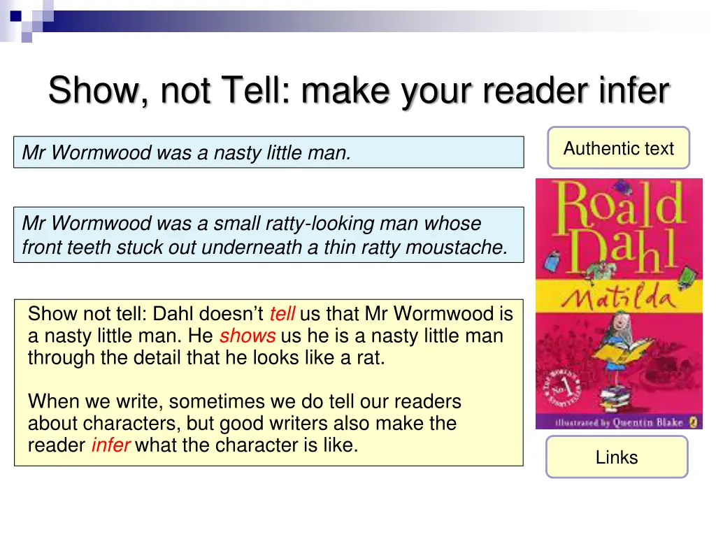 show not tell make your reader infer