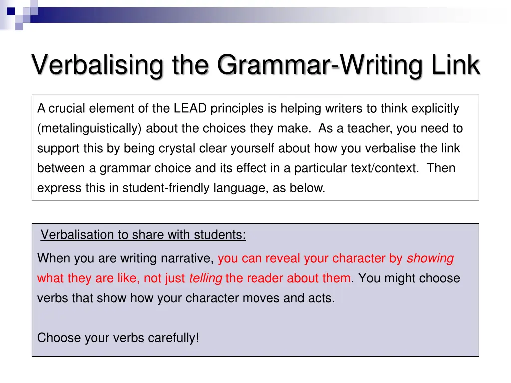 verbalising the grammar writing link