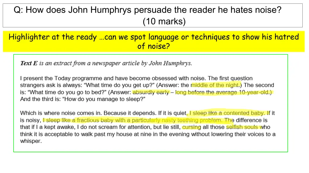 q how does john humphrys persuade the reader 2